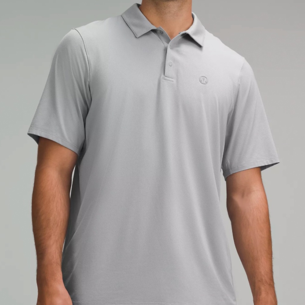 Lululemon mens rhino grey snap-front performance short sleeve polo
